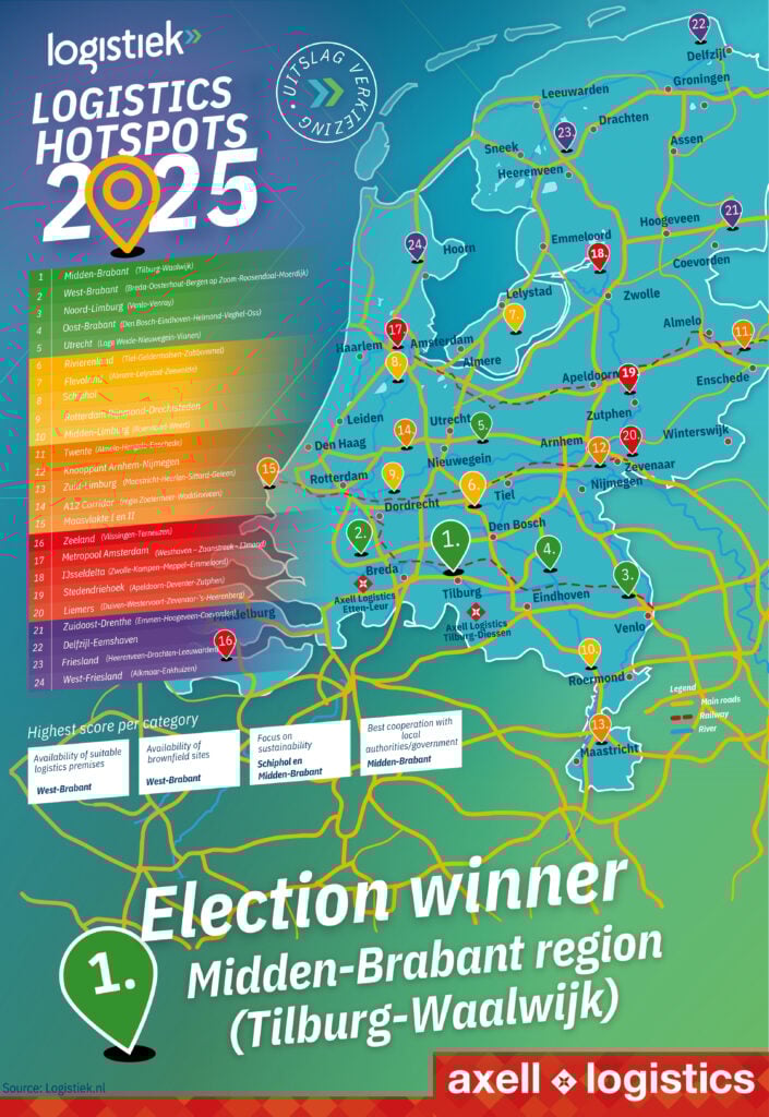 Locaties Axell Logistics in de logistieke hotspots Tilburg-Waalwijk en West-Brabant
